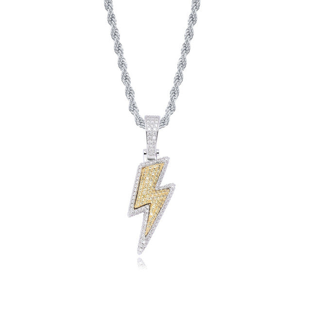 Iced Out Lightning Bolt Pendant - Different Drips