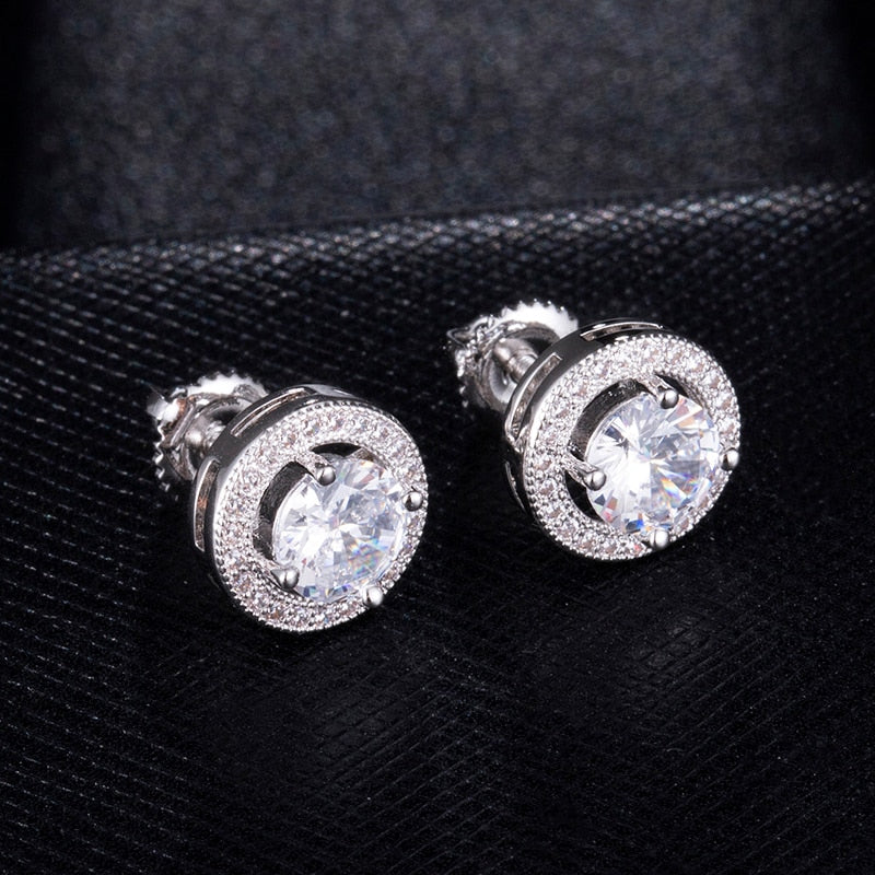 Iced Round Cut Tennis Earrings - Different Drips