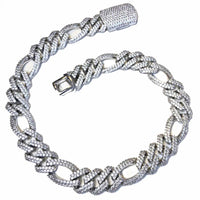 Thumbnail for 18mm Iced Figaro Cuban Link Chain - Different Drips