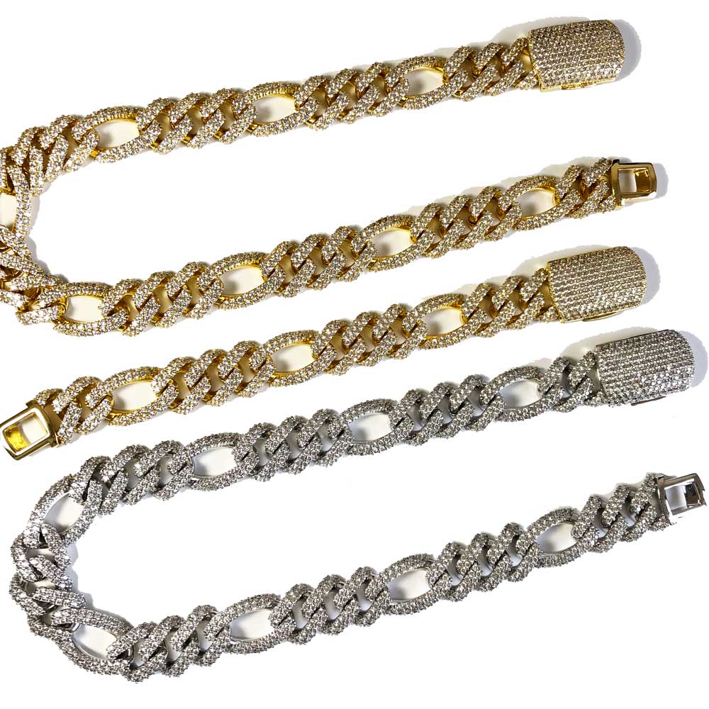 18mm Iced Figaro Cuban Link Chain - Different Drips