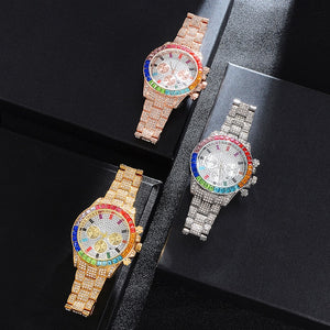 Iced Multi-Color Baguette Chronograph Watch - Different Drips