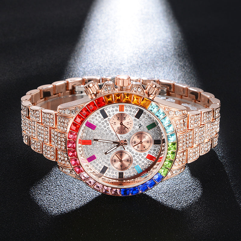 Iced Multi-Color Baguette Chronograph Watch - Different Drips