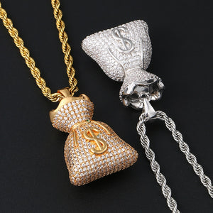 Iced Money Bag Pendant - Different Drips