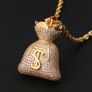 Iced Money Bag Pendant - Different Drips