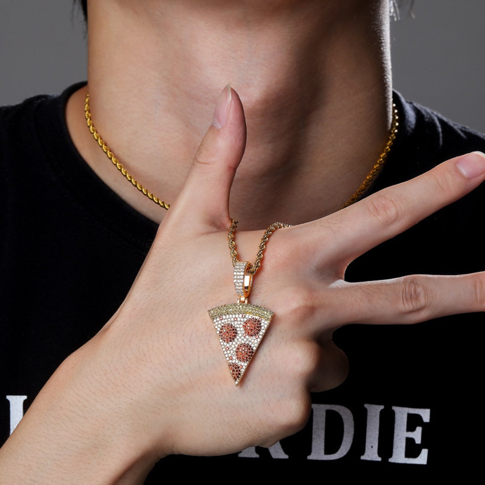 Iced Out Pizza Pendant - Different Drips