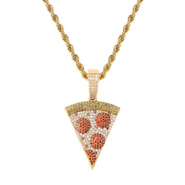 Iced Out Pizza Pendant - Different Drips