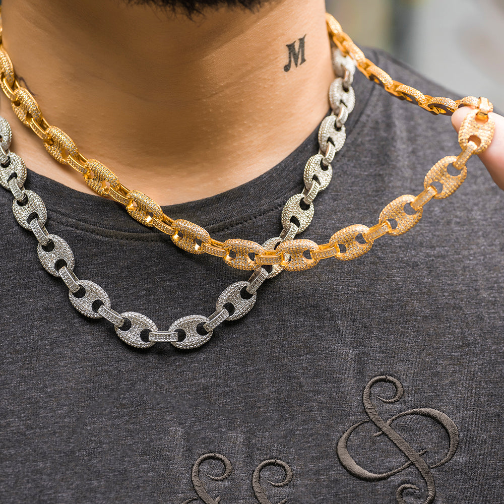 12mm Iced Out Mariner Link Chain - Different Drips