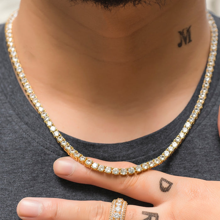 3-6mm Round Cut Iced Tennis Chain - Different Drips