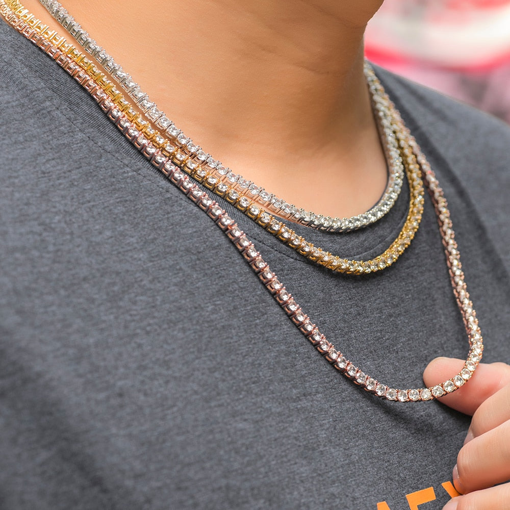 3-6mm Round Cut Iced Tennis Chain - Different Drips