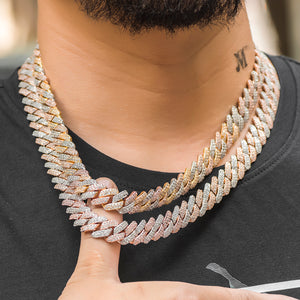 12mm Two-Tone Prong Cuban Link Choker - Different Drips