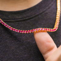 Thumbnail for 3mm Iced Out Blood Red Tennis Chain - Different Drips