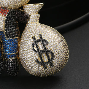 Multi-Color Richie Rich Money Bag Pendant - Different Drips