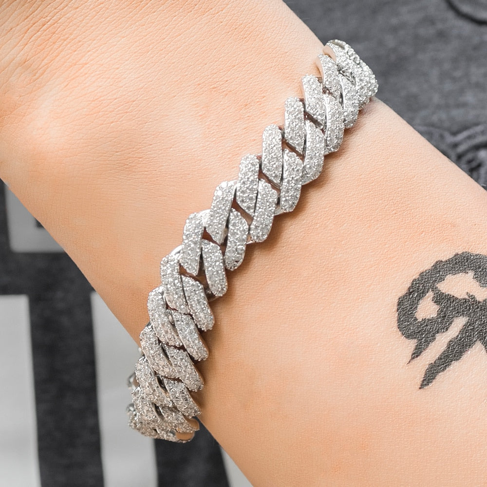 12mm Iced Prong Cuban Link Bracelet – Different Drips