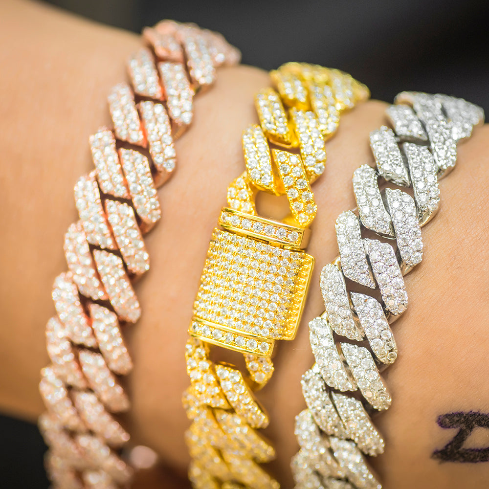 12mm Iced Prong Cuban Link Bracelet – Different Drips