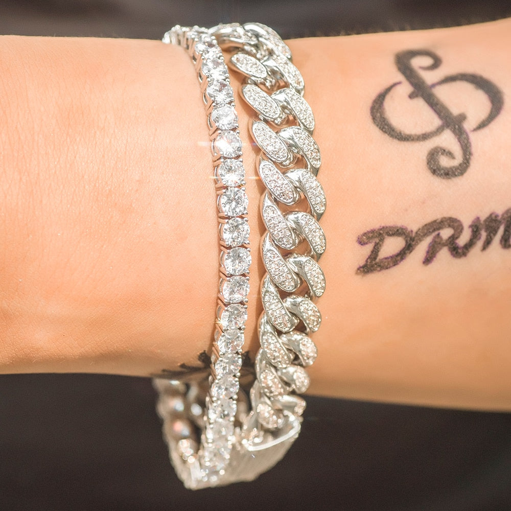 12mm Iced Out Miami Cuban Link Bracelet - Different Drips
