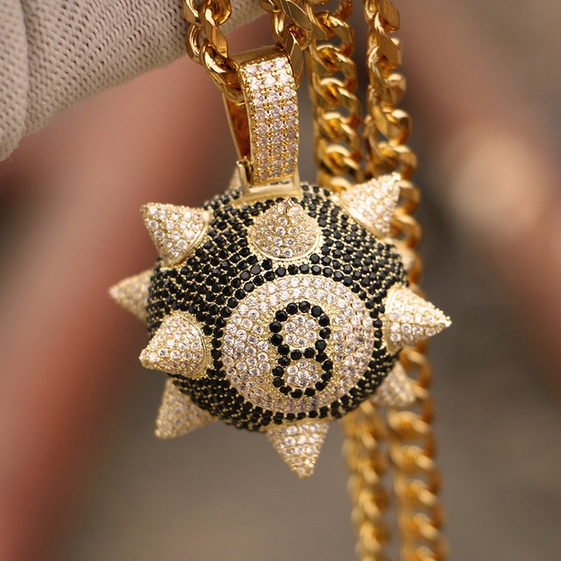 Iced Spiked 8 Ball Pendant - Different Drips