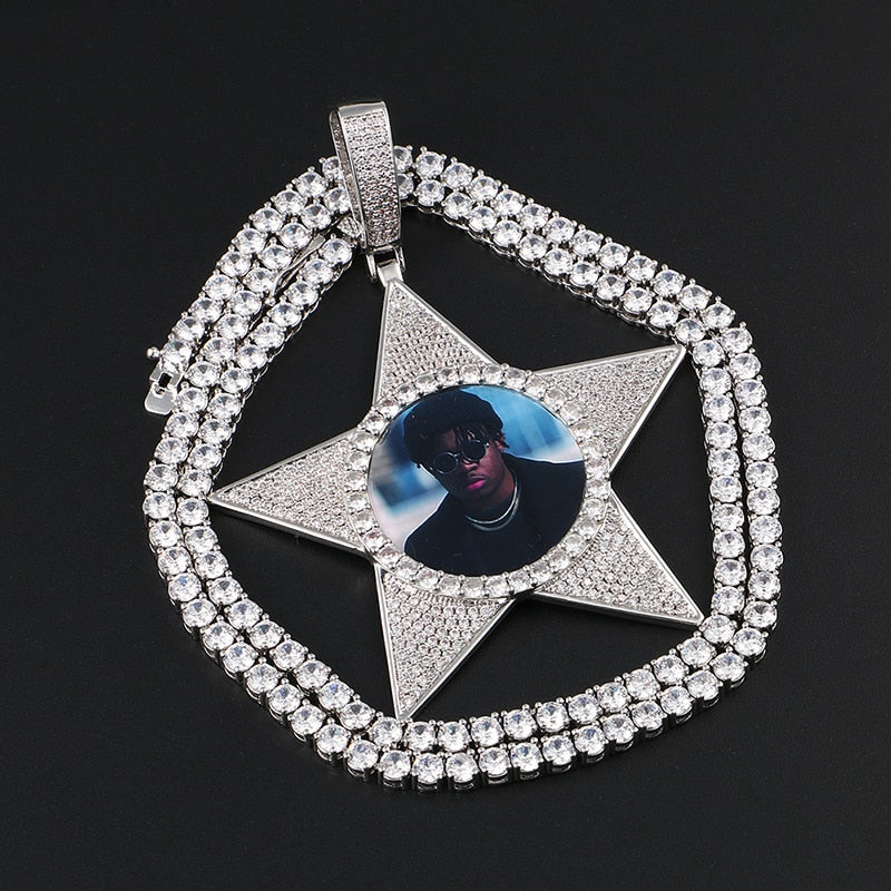 Custom Star Photo Pendant - Different Drips