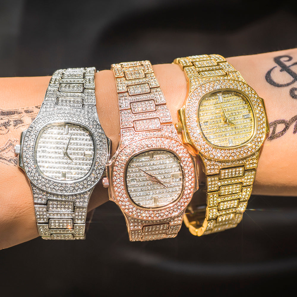 Iced Pave Rounded Square Watch – Different Drips