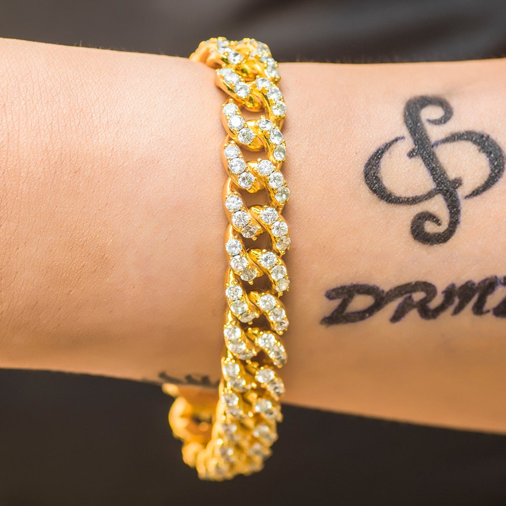 10mm Round Cut Cuban Link Bracelet - Different Drips