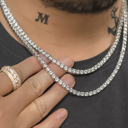 3-6mm Round Cut Iced Tennis Chain - Different Drips