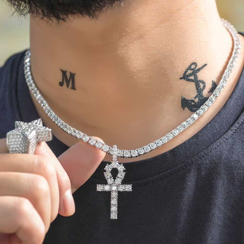 Iced Out Ankh Cross Pendant - Different Drips