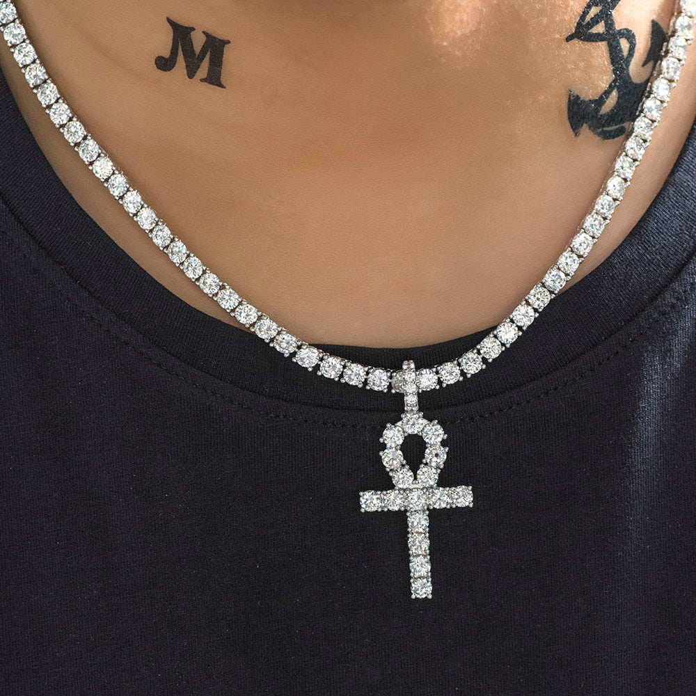 Iced Out Ankh Cross Pendant - Different Drips