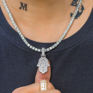 Iced Out Hamsah Hand Pendant - Different Drips