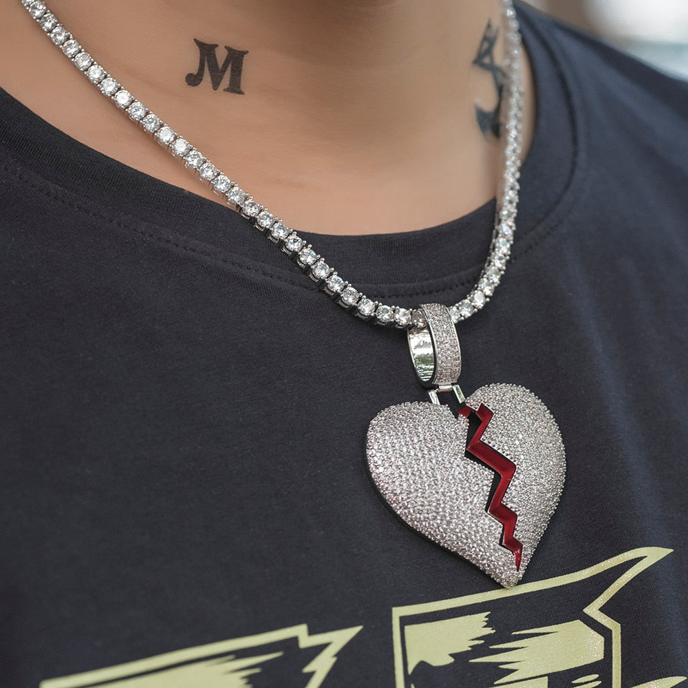 Iced Broken Heart Pendant Different Drips