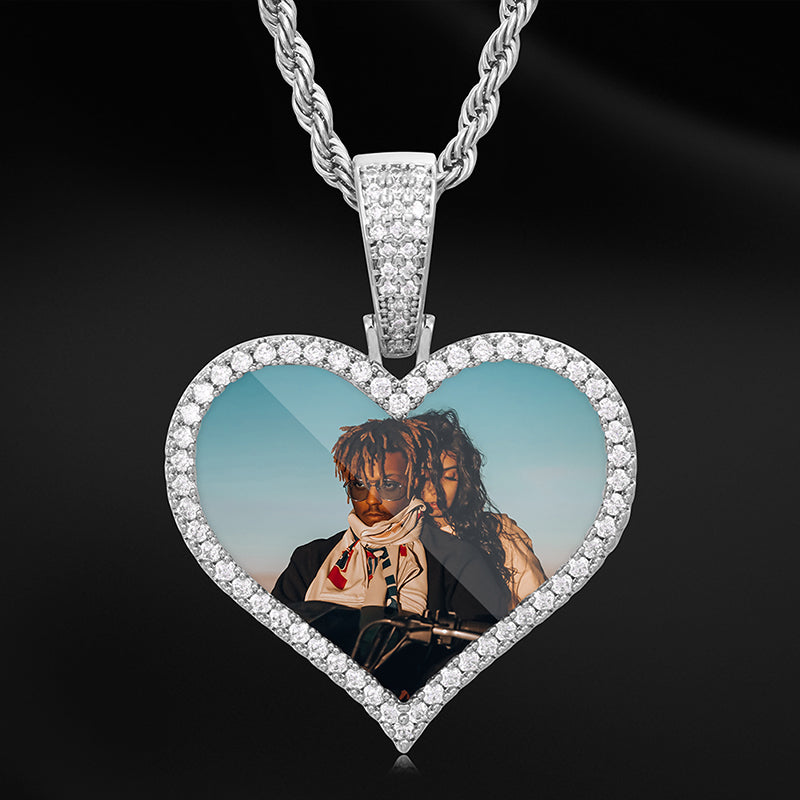 Iced Heart Custom Picture Pendant - Different Drips