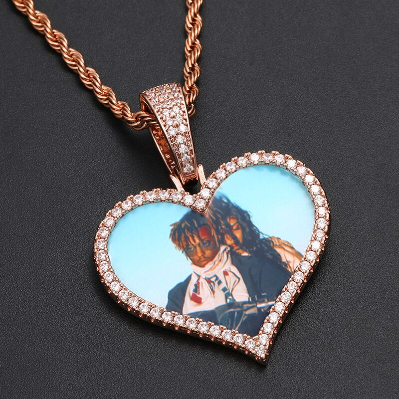 Iced Heart Custom Picture Pendant - Different Drips