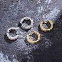 Thumbnail for Iced Double Band Pave Hoop Earrings - Different Drips