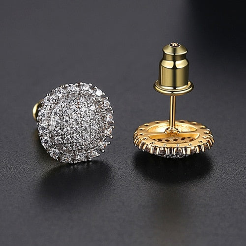 Flat Round Cut Stud Earrings - Different Drips