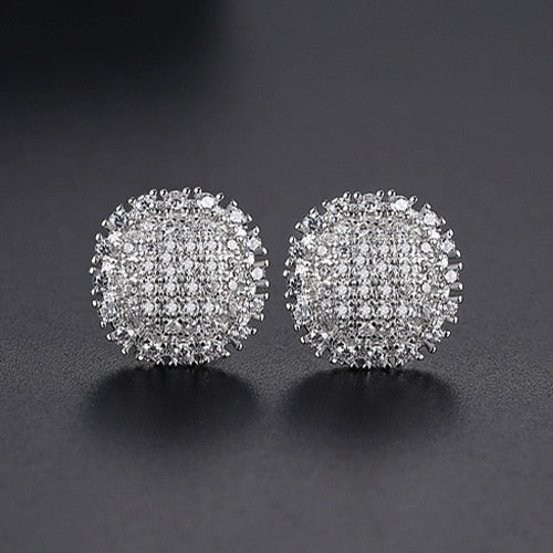 Flat Round Cut Stud Earrings - Different Drips