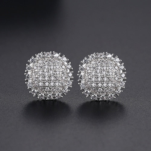 Flat Round Cut Stud Earrings - Different Drips