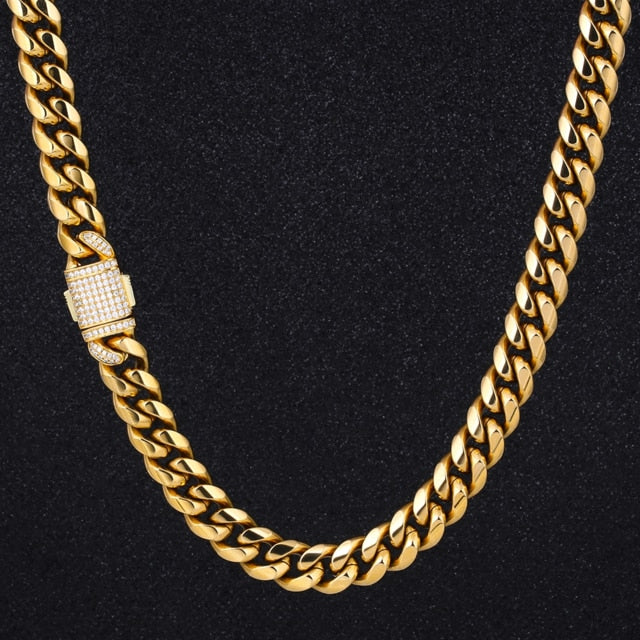 6-14mm Miami Cuban Link Chain Iced Clasp - Different Drips
