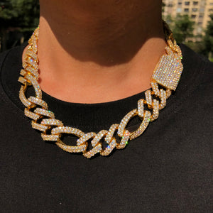 18mm Iced Figaro Cuban Link Chain - Different Drips