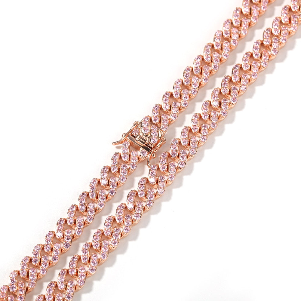 9mm Iced Out Rose Gold Cuban Chain - Different Drips