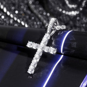 Solid 925 Sterling Silver Tennis Cross Pendant - Different Drips