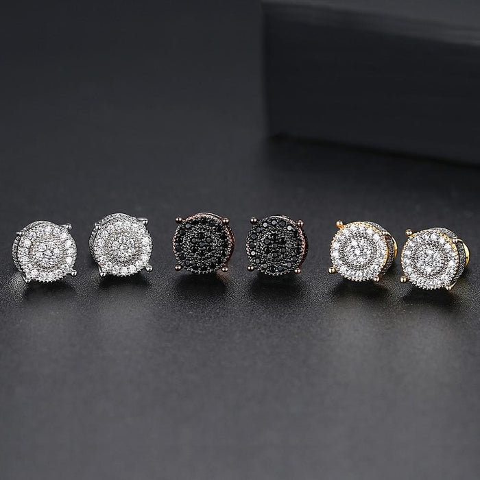 Iced Round Stone Stud Earrings - Different Drips