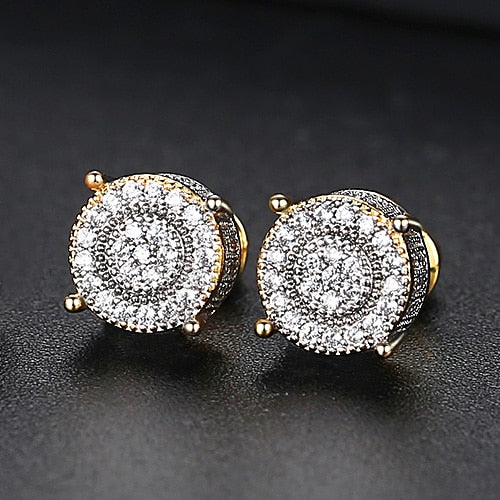 Iced Round Stone Stud Earrings - Different Drips