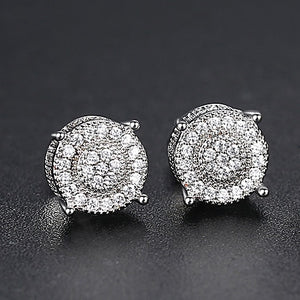 Iced Round Stone Stud Earrings - Different Drips