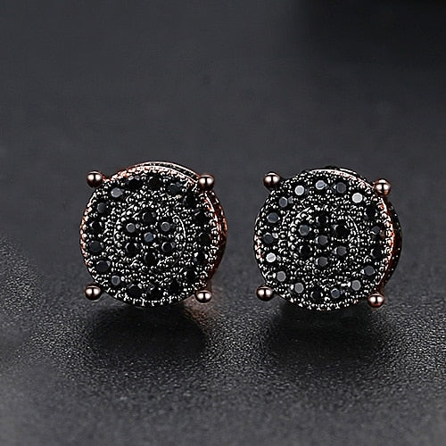 Iced Round Stone Stud Earrings - Different Drips