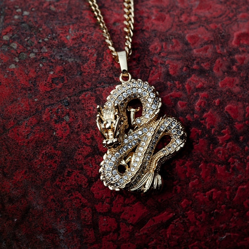 Iced Out Dragon Pendant - Different Drips