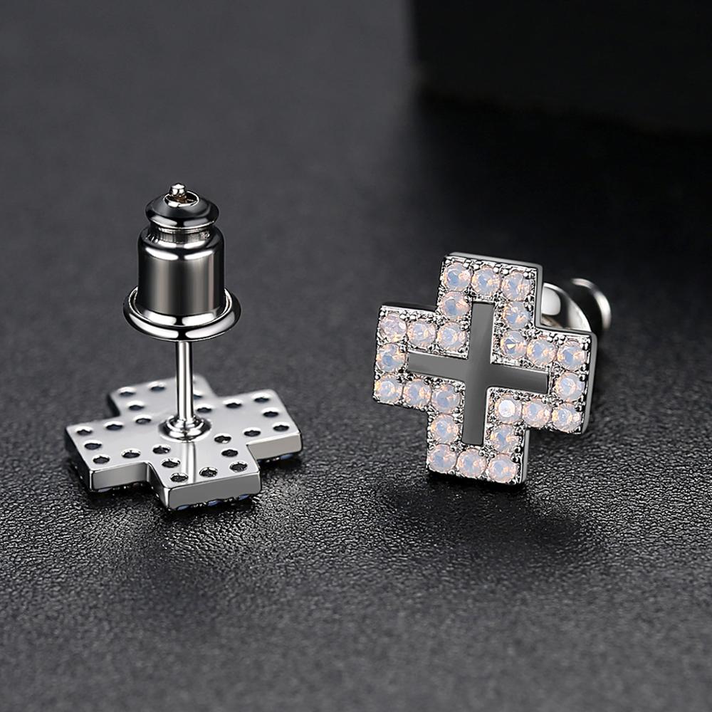 Iced Square Cross Earrings - Different Drips