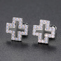 Thumbnail for Iced Square Cross Earrings - Different Drips