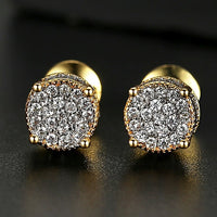 Thumbnail for 9mm Iced Round Cut Stud Earrings - Different Drips