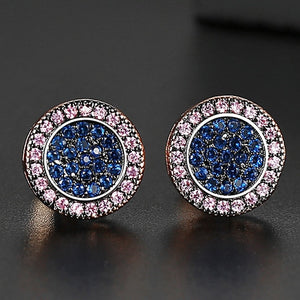 Classic Multi-Color Round Cut Stud Earrings - Different Drips