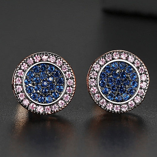 Classic Multi-Color Round Cut Stud Earrings - Different Drips