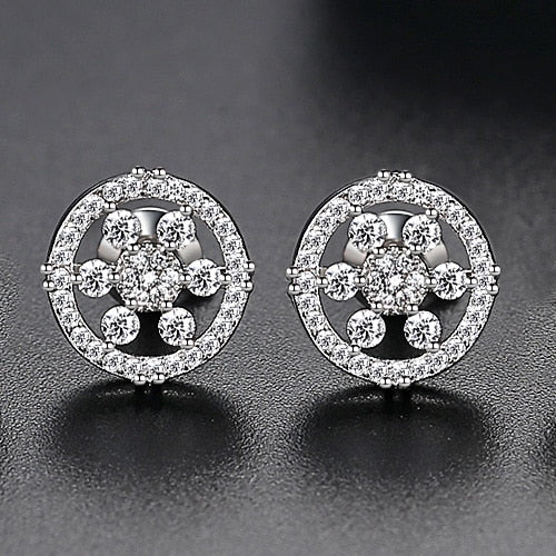 Round Flower Cluster Stud Earrings - Different Drips