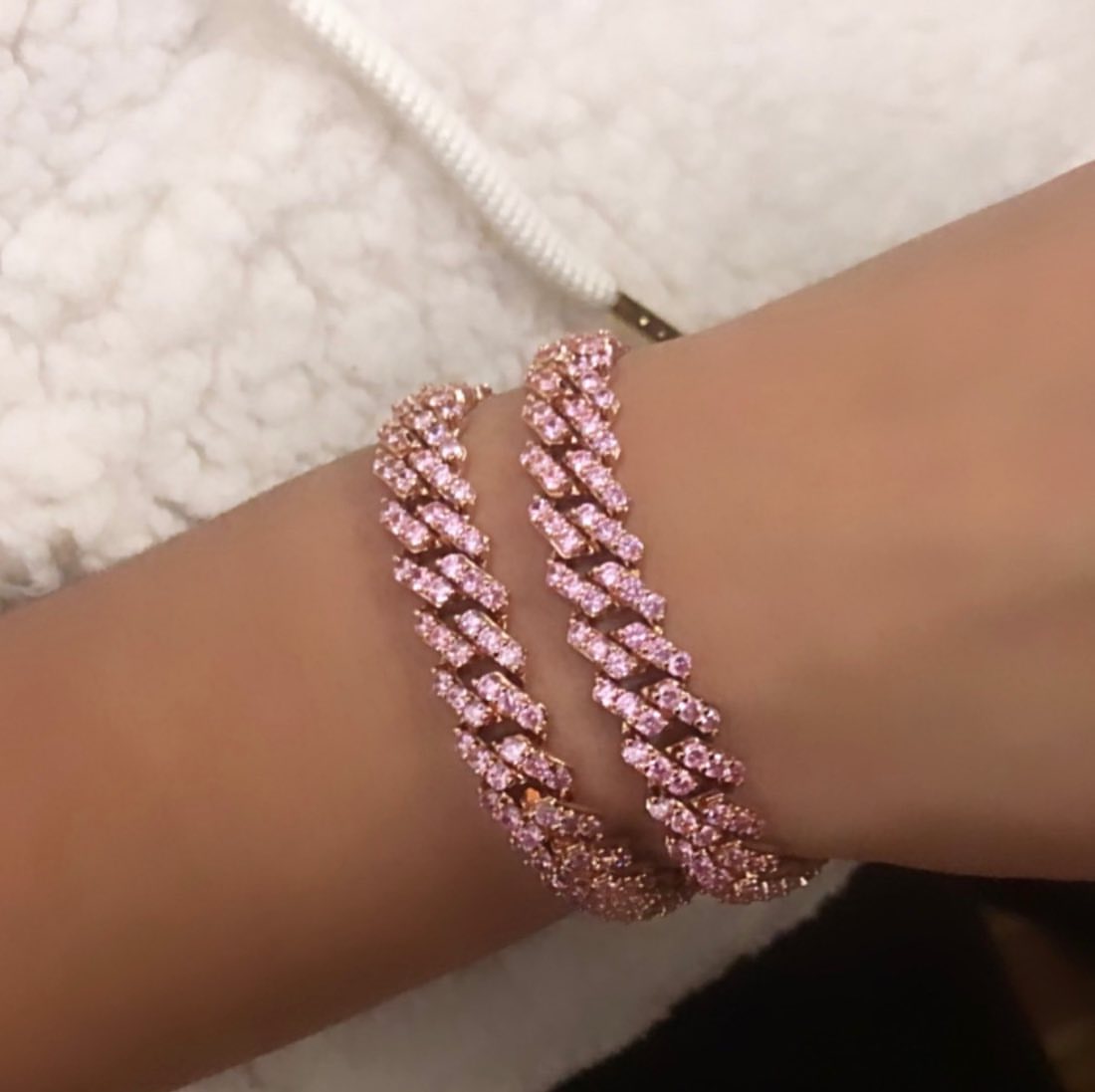 9mm Pink Cuban Link Bracelet Different Drips